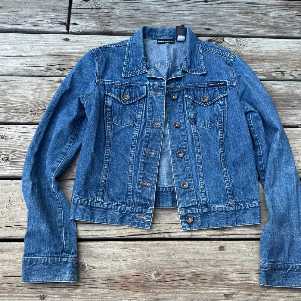 Retro DKNY Jeans Sport Blue Denim Jacket, Size M - Picture 8 of 9